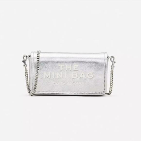 Marc Jacobs The Metallic Leather Chain Silver Mini Bag - Picture 1 of 11
